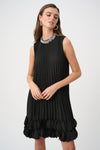 Joseph Ribkoff Mini A-line Pleated Dress - Black