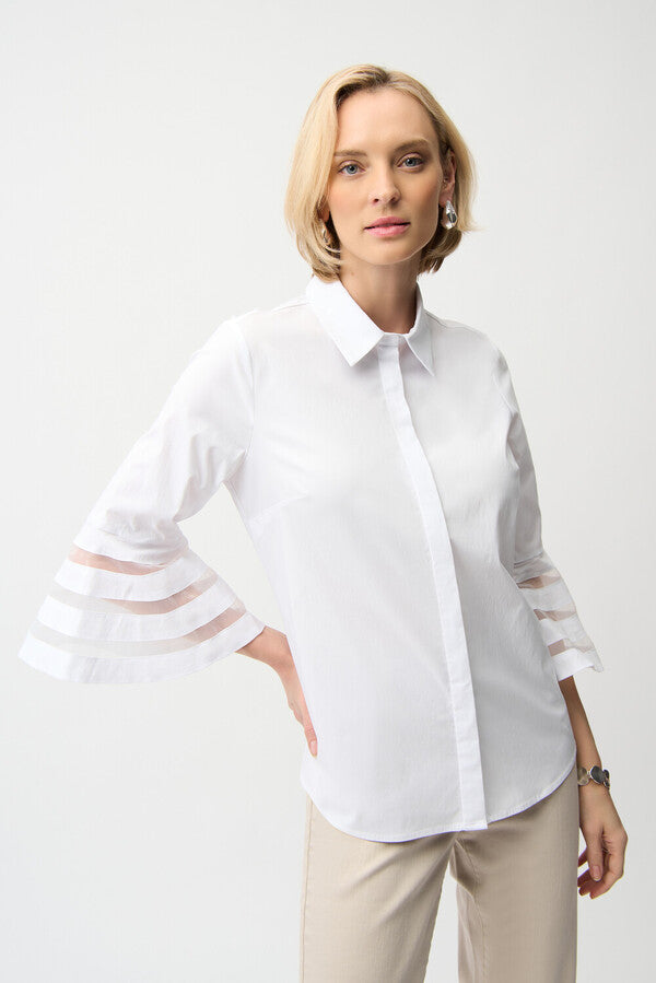 Joseph Ribkoff- Chic Flare-sleeve Blouse - White