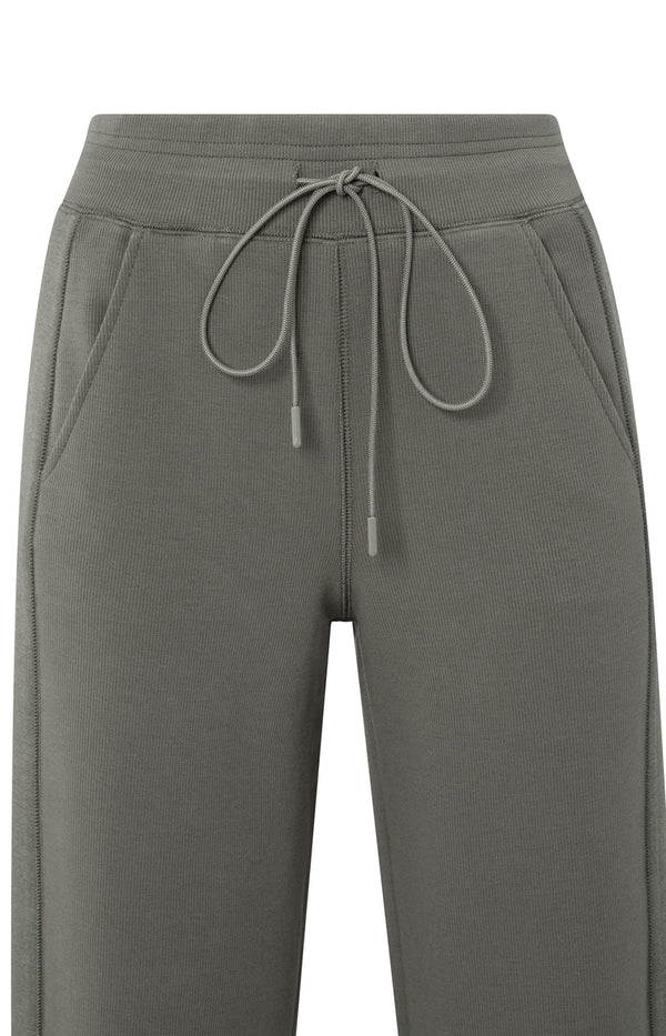 YAYA Wide Leg Jersey Trousers - Dark Night Grey