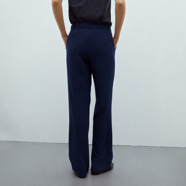 ANDAM Straight-Leg Trousers with Pleats - NavyBlue-109