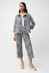 Joseph Ribkoff Abstract Print Trapeze Jacket - Vanilla/Midnight Blue