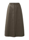 YAYA- Faux leather A-line midi - Dark Night Grey