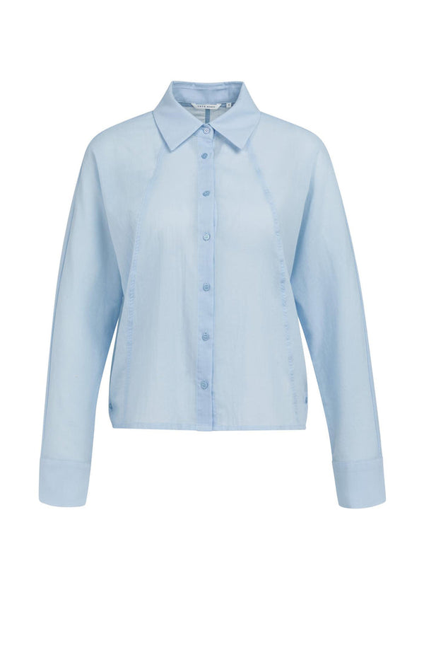 YAYA Blouse with Diagonal Seams & Button Details - Light Blue