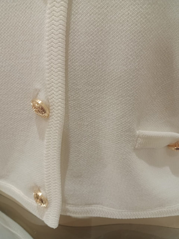 Made in Italy - UB Creations Callie soft knit antique button cardigan - White (Available in Navy)