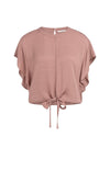 YAYA Flowy Top with Knot Detail & Elastic hem - Burlwood Pink