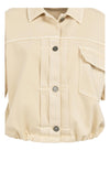 YAYA Oversized Denim Jacket with Short Sleeves -Warm Beige