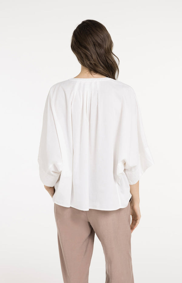 YAYA Oversized Blouse with Batwing Sleeves & Pleats