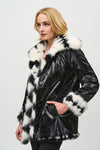 Joseph Ribkoff Reverse Side Fur Coat - Vanilla Black