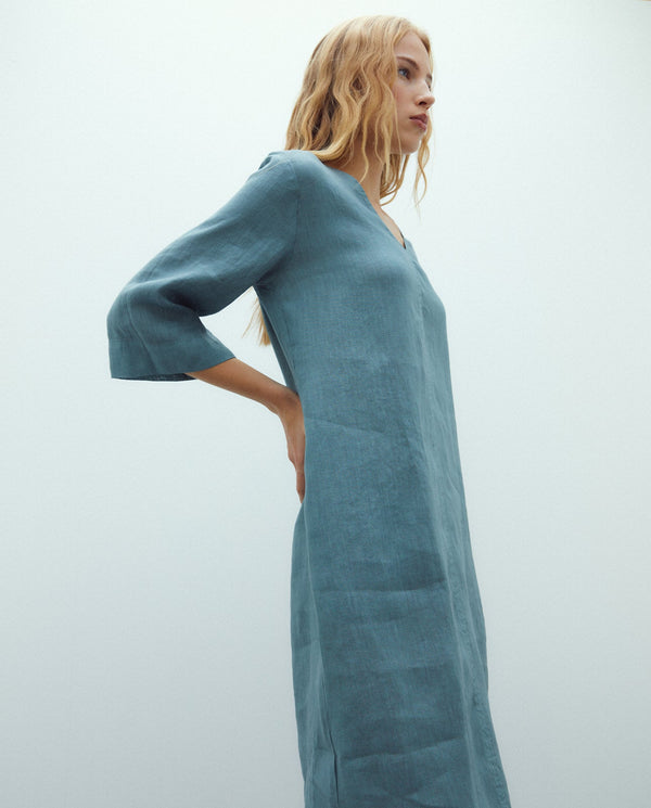 ANDAM Midi V-Neck Dress - Green-121