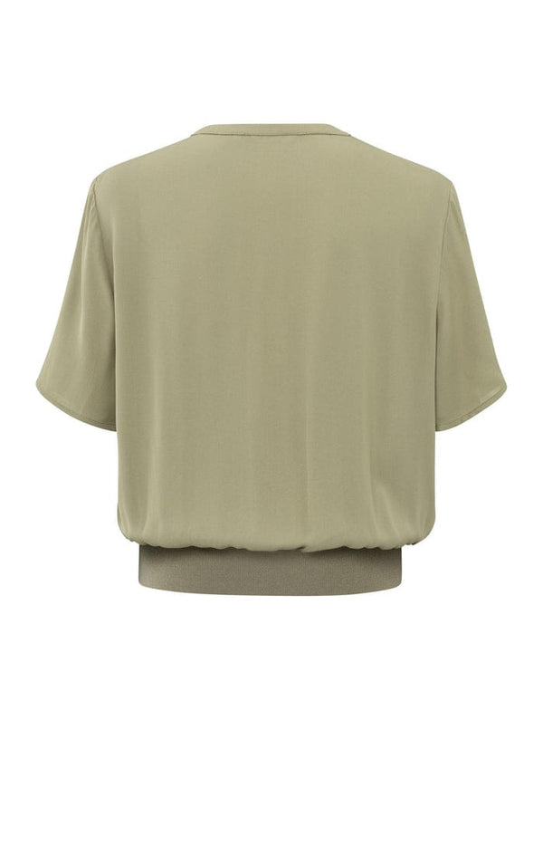 YAYA Woven Polo - Soft Green