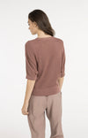 YAYA Batwing Cardigan with Short Sleeves & Button Closure - Burlwood Pink Melange