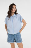 YAYA Sleeveless Blouse with Button Details - Light blue