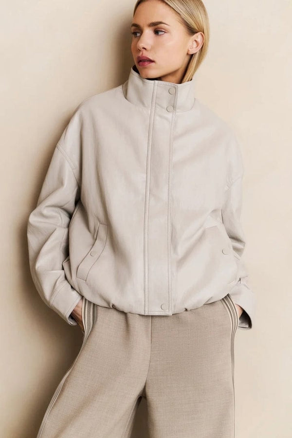 YAYA Faux Leather Jacket with Baloo - Chalk White