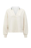YAYA Sweatshirt With Polo Collar - Chalk White