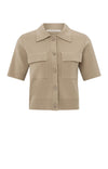 YAYA Short Sleeve Cardigan- Humus Beige
