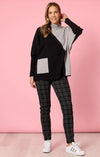 Threadz Cannes Check Print Slim Leg Pant - Black