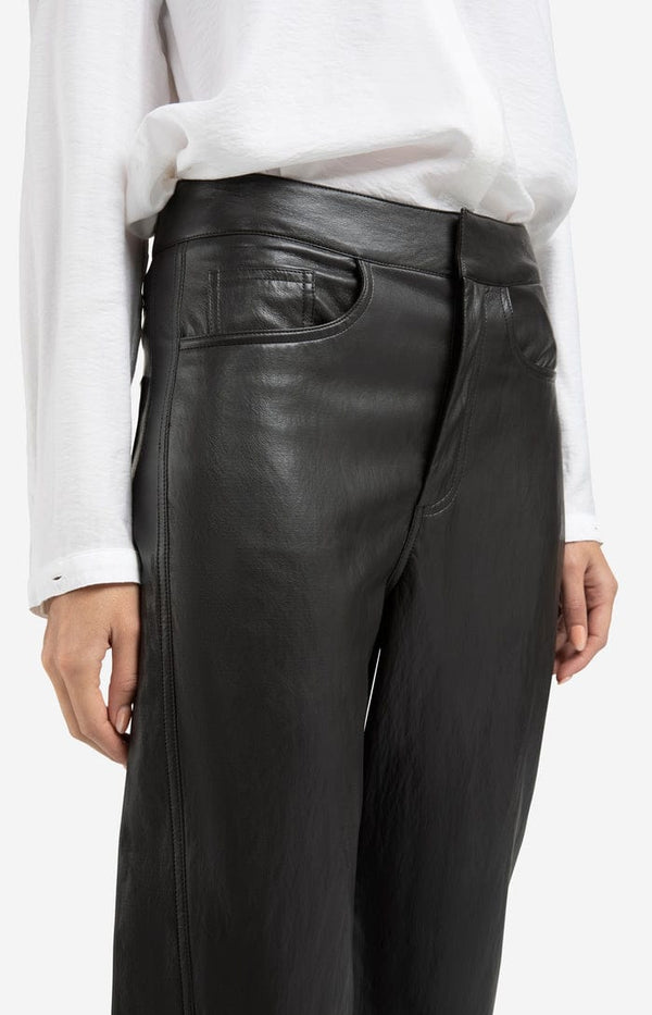 YAYA Faux Leather Carrot Fit Trouser - Anthracite Brown