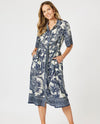 Gordon Smith Palm Cove Print Button Dress - Navy Multi