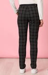 Threadz Cannes Check Print Slim Leg Pant - Black