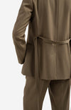 YAYA Loose Fit Blazer With Belt Detail - Caspers Brownish Green