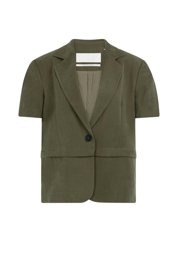 YAYA Woven Blazer with Short Sleeves & detachable zip hem