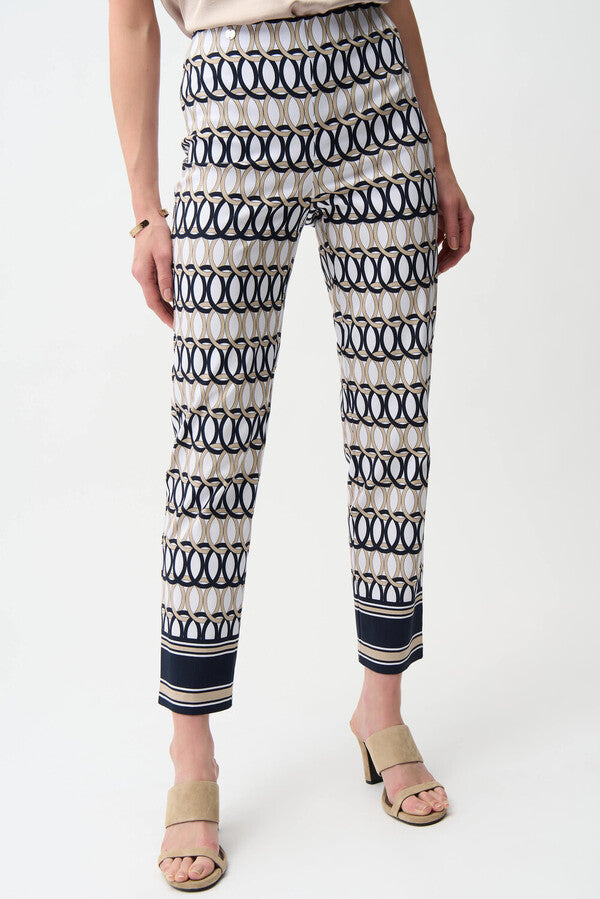 Joseph Ribkoff Patterned Slim Trousers - Vanilla/Multi