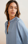 YAYA V-neck Satin Top - Infinity Blue