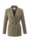 YAYA Loose Fit Blazer With Belt Detail - Caspers Brownish Green