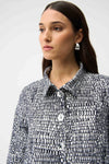 Joseph Ribkoff Abstract Print Trapeze Jacket - Vanilla/Midnight Blue