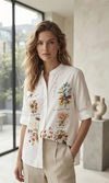 Made in Italy- UB Creative Cotton Printed Shirt - White