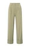 Yaya Wide-leg trousers with pleats and fixed turned-up hem Soft Green