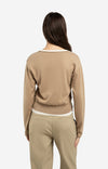 YAYA Sweater with layered look and contrast neckline - Khaki Green Dressin