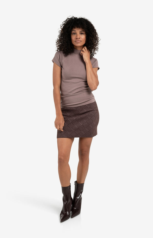YAYA Jaquard Knitted Skirt -Fudge Purple
