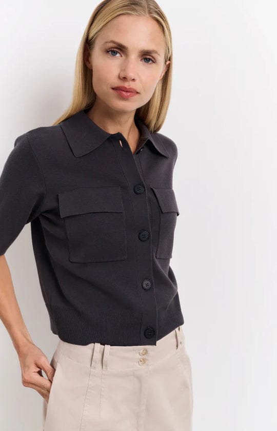 YAYA Short Sleeve Cardigan- Phantom
