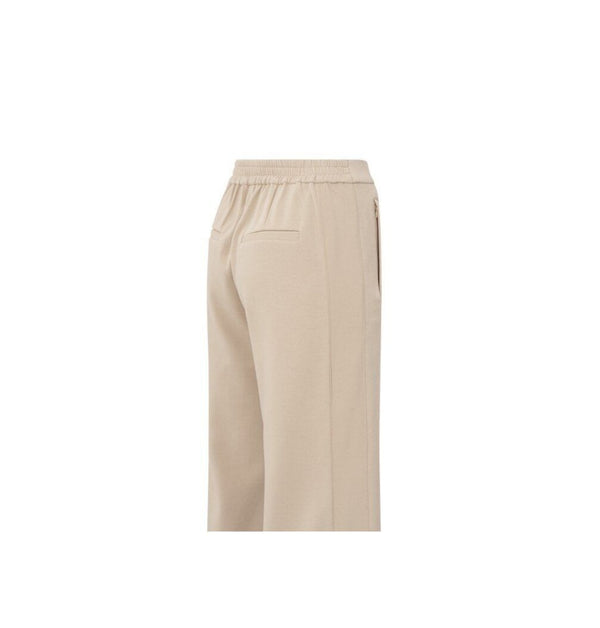YAYA High-Waisted Wide-Leg Trousers- Twill Beige