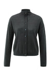 YAYA Knitted High Neck Cardigan- Oyster Black