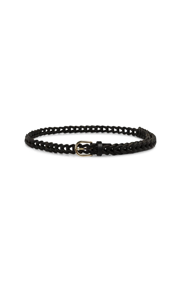 YAYA Braided leather belt with buckle - Black