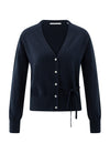 YAYA V-neck Tie Waist Cardigan - InkwellBlue