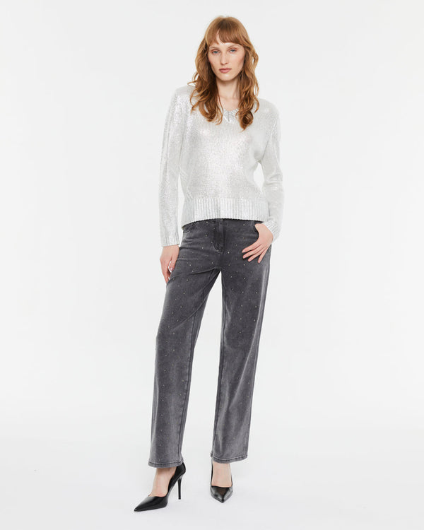 ANDAM Laminated V-neck sweater - Silver