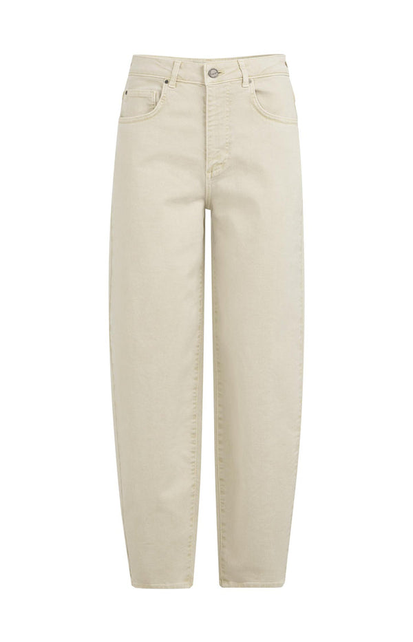 YAYA Barrel jeans with visible back seams and soft wash - Sandstone Beige