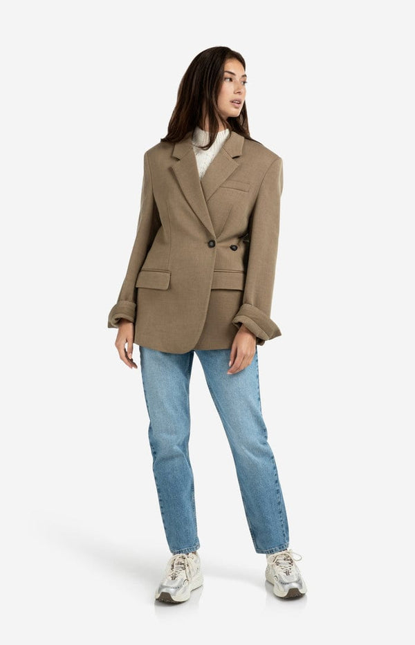 YAYA Mid Waist Boyfriend Denim - Blue Denim
