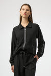 Joseph Ribkoff Zipper Collared Top - Black