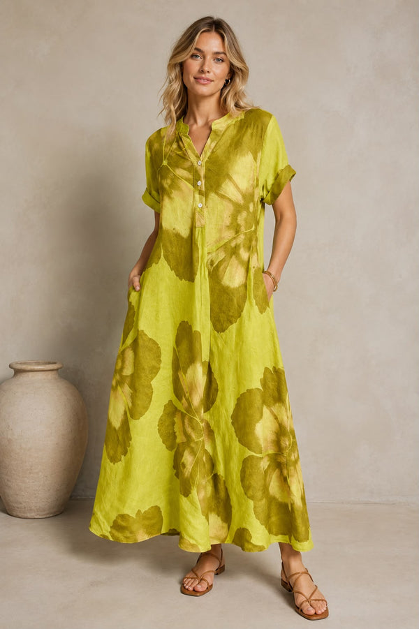 Made in Italy 100% Linen Dress - Green