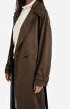 YAYA Long Lenth Oversized Suedine Coat - Brown
