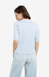 YAYA Short Sleeve Sweater With Collar - Ice Blue