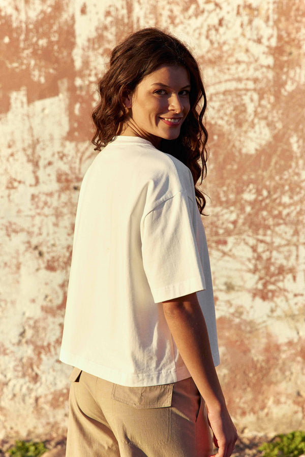 La Petite Etoile Oversized Cotton T-shirt - Ecru