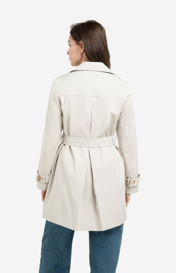 YAYA Woven mid-length trenchcoat with belt - Slate Grey