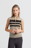 Yaya Sleeveless sweater with block stripes and half-zip
