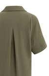 YAYA V-neck Dress with Pleated Sleeves & a Loose Fit - Army Green