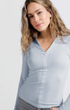 YAYA V-neck Top - Gray Dawn Blue